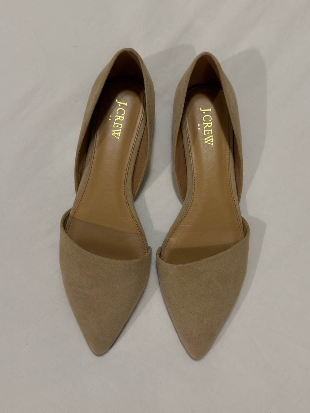 J. Crew Tan Pointed D'Orsay Suede Flats